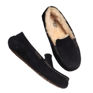 UGG Ansley Suede Slip On Loafer Slippers Black Size 6